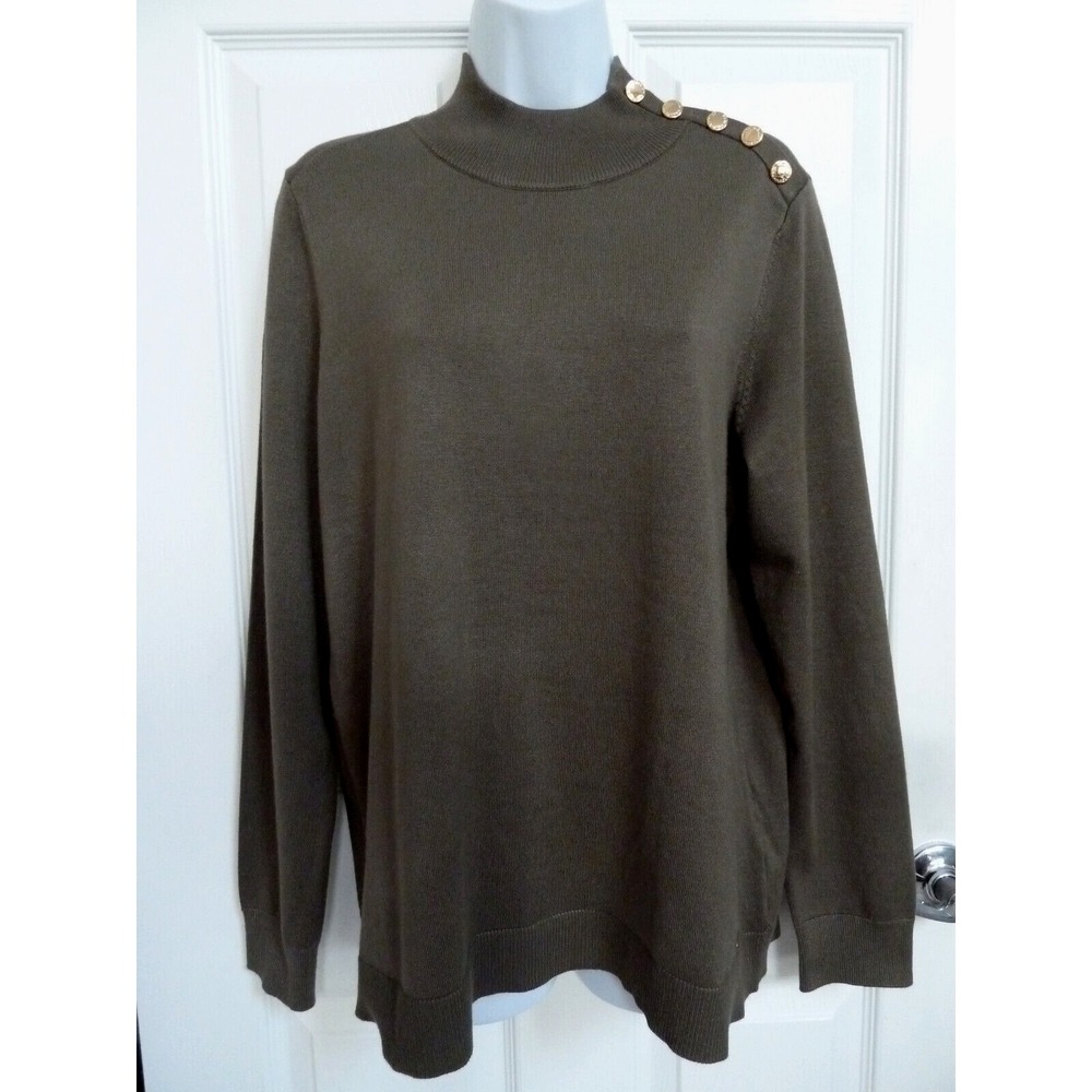 **NEW!!  CALVIN KLEIN Sz L 12/14  Mock Turtleneck Sweater Luxury Career Classic*